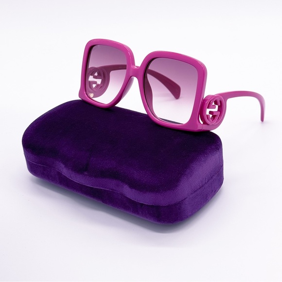 NEW GUCCI SUNGLASSES GG1326S 004 PINK SQUARE WOMEN EYEWEAR - Picture 1 of 11